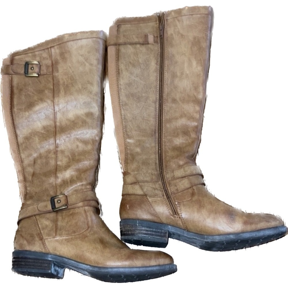 Bare Traps Knee High Riding Boots Size 7.5 M Brown Distressed Festival Comfort